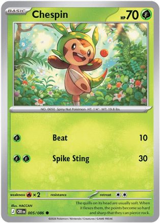 Chespin - 005/086 (5) [ME04: Chaos Rising] Reverse Holofoil