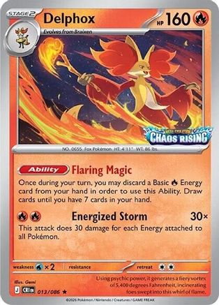 Delphox - 013/086 (Chaos Rising Stamped) (13) [Miscellaneous Cards & Products] Holofoil