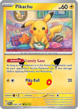 Pikachu - 028/128 (28) [ME: 30th Celebration] Holofoil