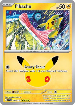Pikachu - 032/128 (32) [ME: 30th Celebration] Holofoil