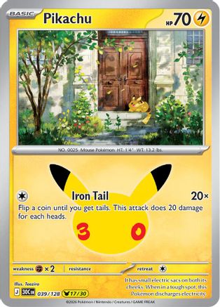 Pikachu - 039/128 (39) [ME: 30th Celebration] Holofoil