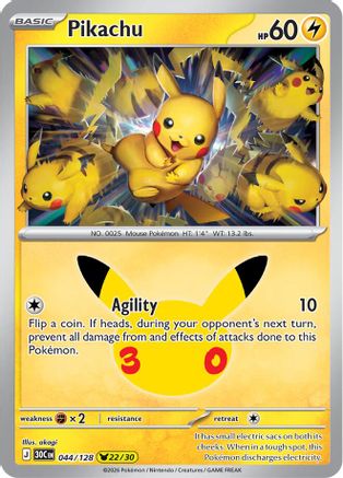 Pikachu - 044/128 (44) [ME: 30th Celebration] Holofoil