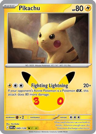 Pikachu - 049/128 (49) [ME: 30th Celebration] Holofoil