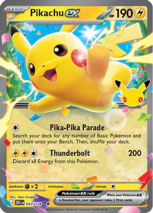 Pikachu ex - 053/128 (53) [ME: 30th Celebration] Holofoil