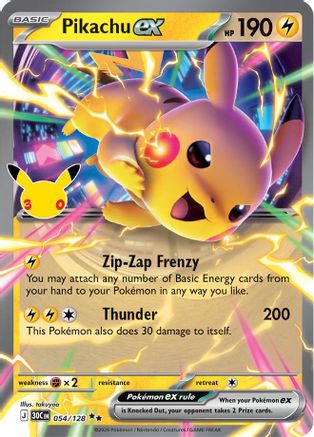 Pikachu ex - 054/128 (54) [ME: 30th Celebration] Holofoil