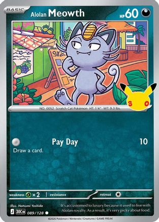 Alolan Meowth - 089/128 (89) [ME: 30th Celebration] Holofoil
