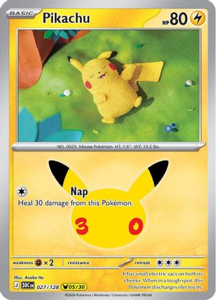 Pikachu - 027/128 (27) [ME: 30th Celebration] Holofoil