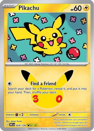 Pikachu - 029/128 (29) [ME: 30th Celebration] Holofoil