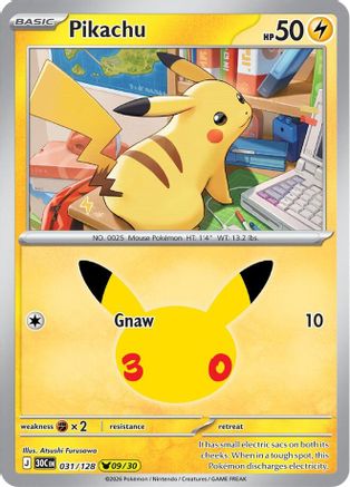 Pikachu - 031/128 (31) [ME: 30th Celebration] Holofoil