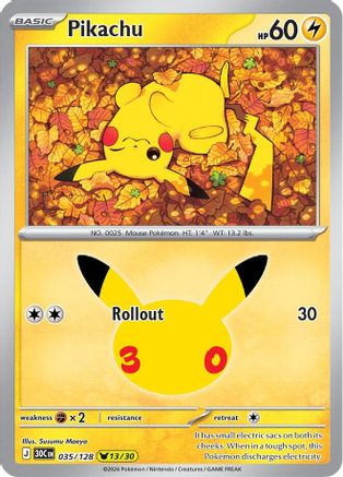 Pikachu - 035/128 (35) [ME: 30th Celebration] Holofoil