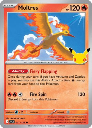 Moltres - 011/128 (11) [ME: 30th Celebration] Holofoil