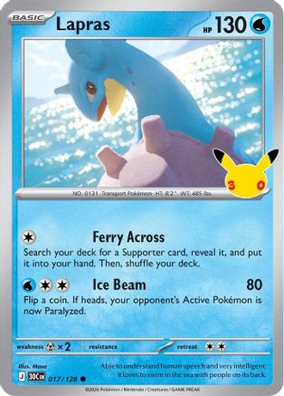Lapras - 017/128 (17) [ME: 30th Celebration] Holofoil