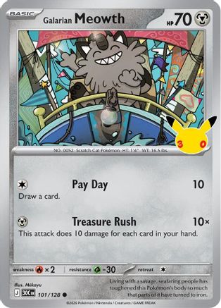 Galarian Meowth - 101/128 (101) [ME: 30th Celebration] Holofoil