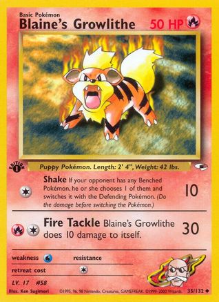 Blaine's Growlithe (35) (35) [Gym Heroes] 1st Edition