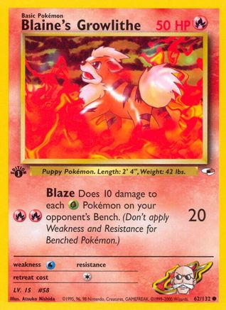 Blaine's Growlithe (62) (62) [Gym Heroes] Unlimited