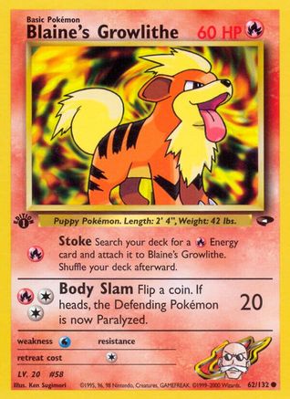 Blaine's Growlithe (62) [Gym Challenge] 1st Edition