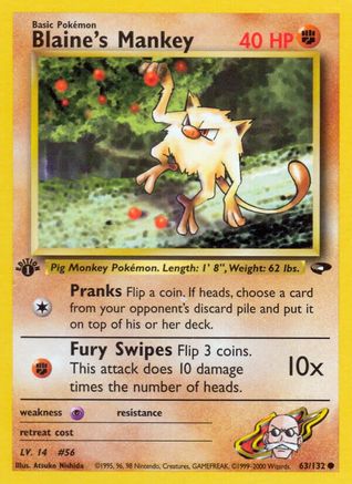 Blaine's Mankey (63) [Gym Challenge] Unlimited