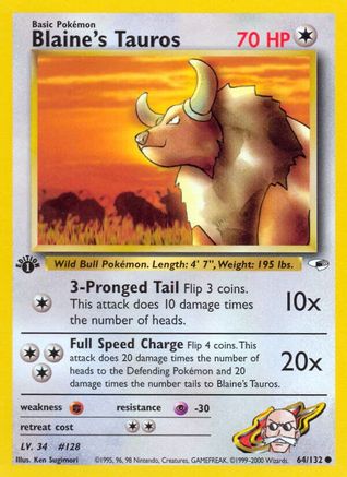 Blaine's Tauros (64) [Gym Heroes] 1st Edition
