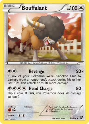 Bouffalant (91) (91) [Black and White] Reverse Holofoil