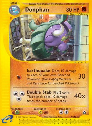Donphan (7) [Aquapolis] Reverse Holofoil
