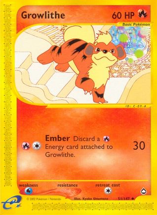 Growlithe (51) (51) [Aquapolis] Reverse Holofoil