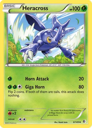 Heracross (8) [Boundaries Crossed] Reverse Holofoil