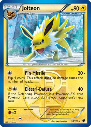 Jolteon (Team Plasma) (34) [Plasma Freeze] Reverse Holofoil