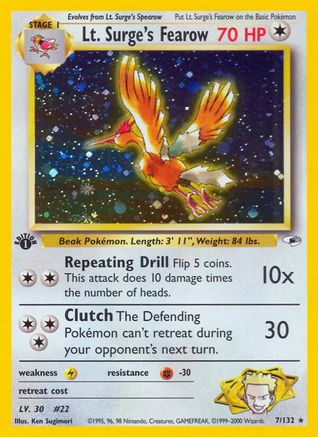 Lt. Surge's Fearow (7) [Gym Heroes] Unlimited Holofoil