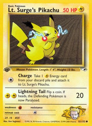 Lt. Surge's Pikachu (81) [Gym Heroes] 1st Edition