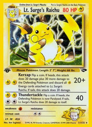 Lt. Surge's Raichu (11) [Gym Challenge] 1st Edition Holofoil