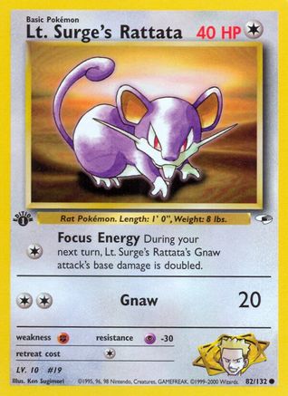 Lt. Surge's Rattata (82) [Gym Heroes] 1st Edition
