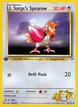 Lt. Surge's Spearow (52) (52) [Gym Heroes] 1st Edition