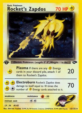 Rocket's Zapdos (15) [Gym Challenge] Unlimited Holofoil