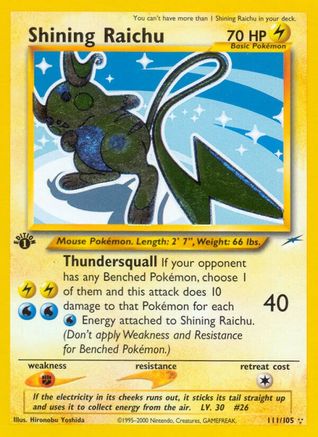 Shining Raichu (111) [Neo Destiny] 1st Edition Holofoil