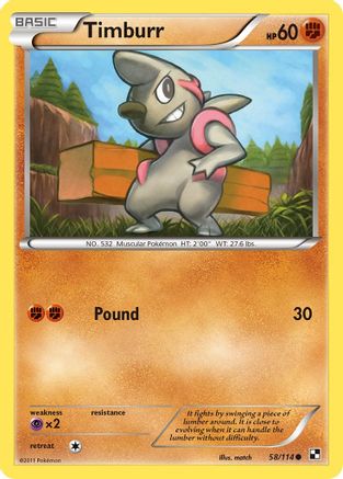 Timburr (58) (58) [Black and White] Reverse Holofoil