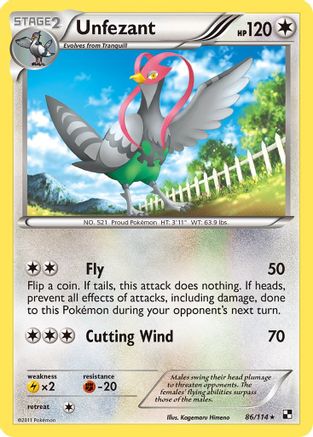 Unfezant (86) [Black and White] Reverse Holofoil