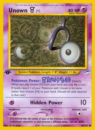 Unown [V] (89) [Neo Destiny] 1st Edition