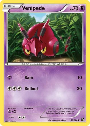 Venipede (52) [Black and White] Reverse Holofoil