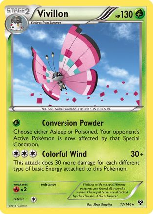 Vivillon (Meadow [Pink]) (17) [XY Base Set] Holofoil