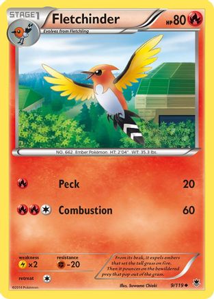 Fletchinder (9) [XY - Phantom Forces] Reverse Holofoil